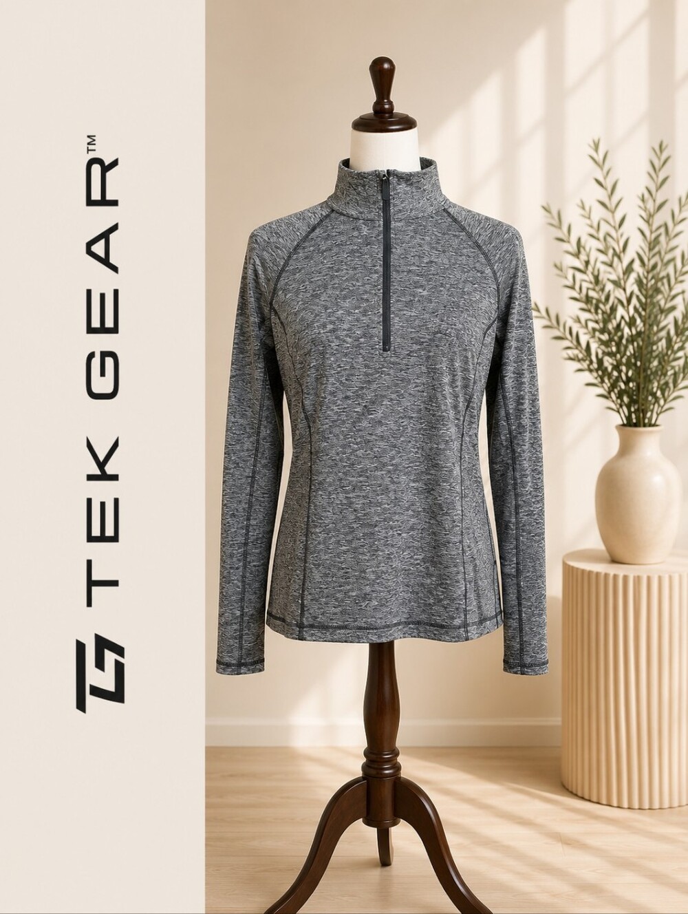 TitleTEK GEAR Dry Tek Women’s Heather Gray 1/4 Zip Performance Pullover – XL - Picture 2 of 3